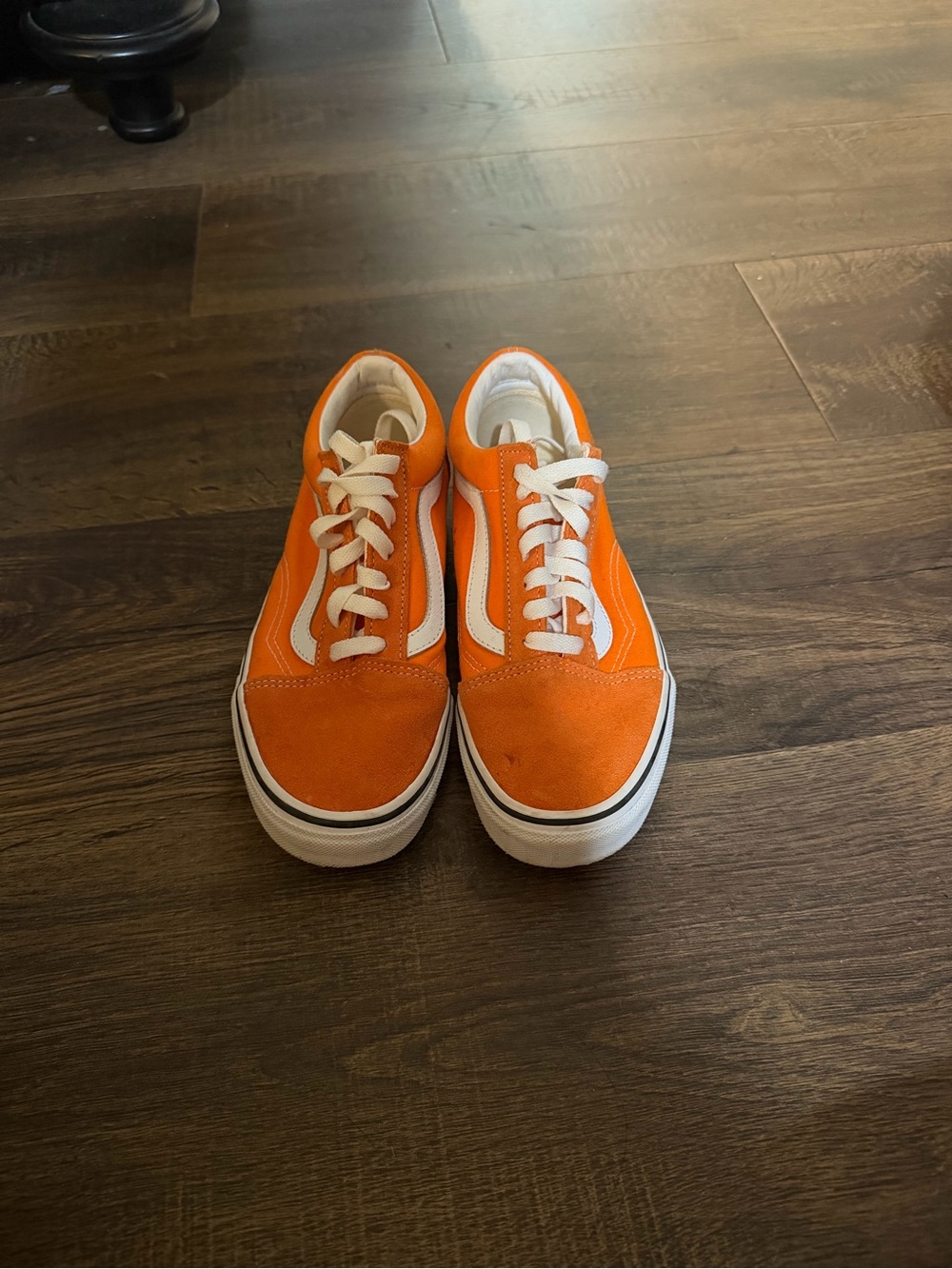 Vans Orange and White Old Skool Low-Top Sneakers